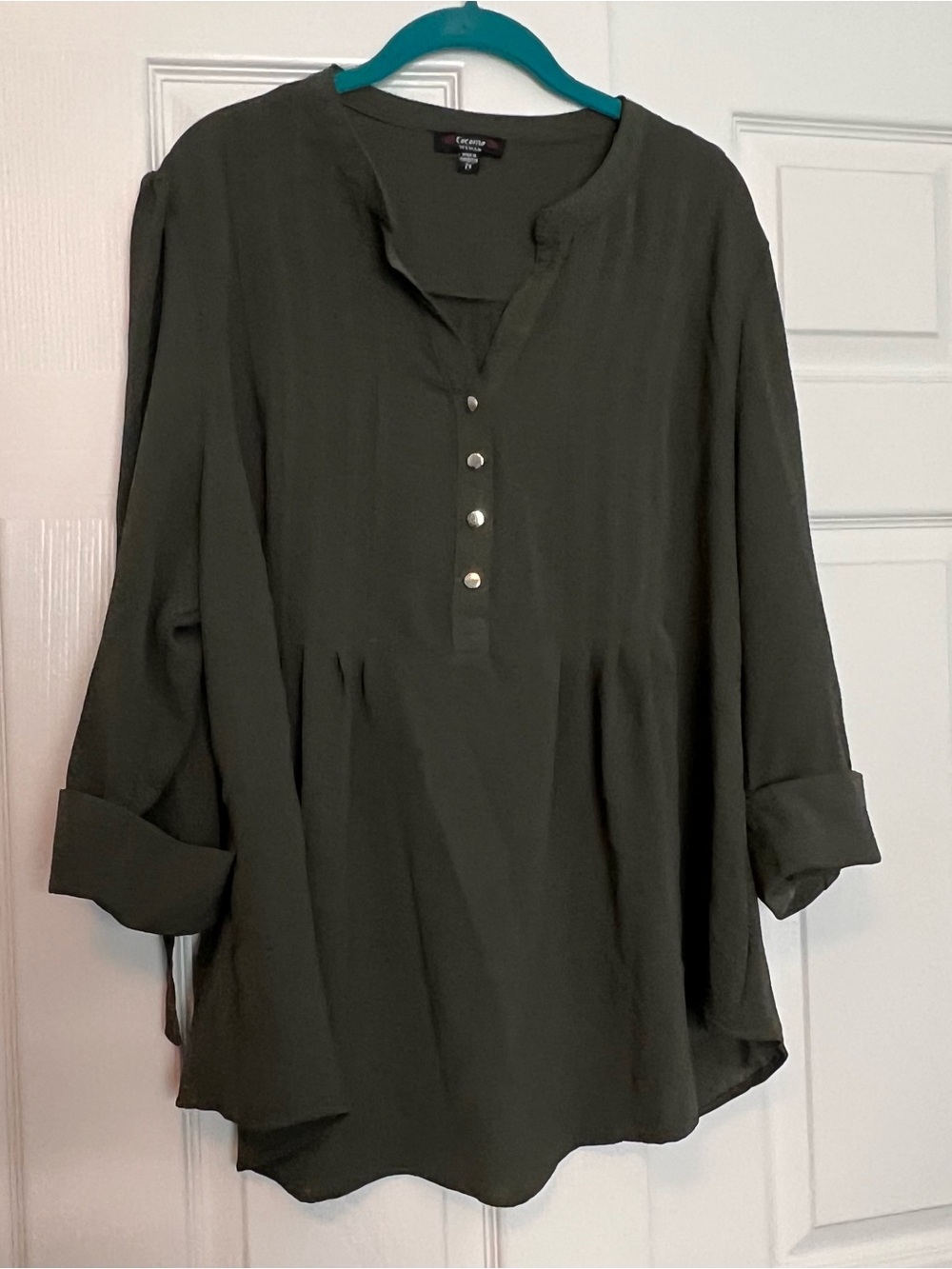 Cocomo Olive Green Button-Front Tunic Top